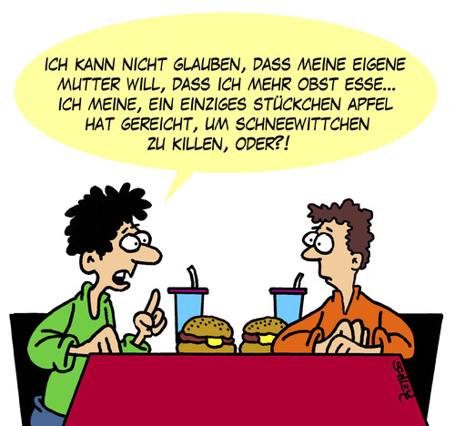 Cartoon: Gesundes Obst (medium) by Karsten Schley tagged gesundheit,fastfood,eltern,jugend,kinder,ernährung,ernährung,kinder,jugend,eltern,gesundheit,fastfood