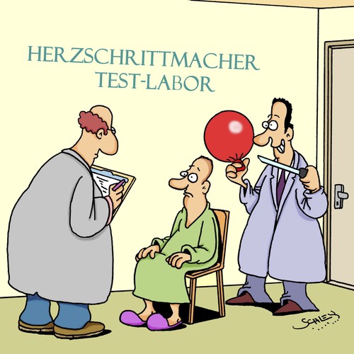 Cartoon: Gesundheitstest (medium) by Karsten Schley tagged patienten,ärzte,tests,medizintechnik,forschung,wissenschaft,gesundheit,herzinfarkte,herzschrittmacher,krankenhäuser,gesundheit,wissenschaft,forschung,medizintechnik,tests,ärzte,patienten,herzinfarkte,herzschrittmacher,krankenhäuser