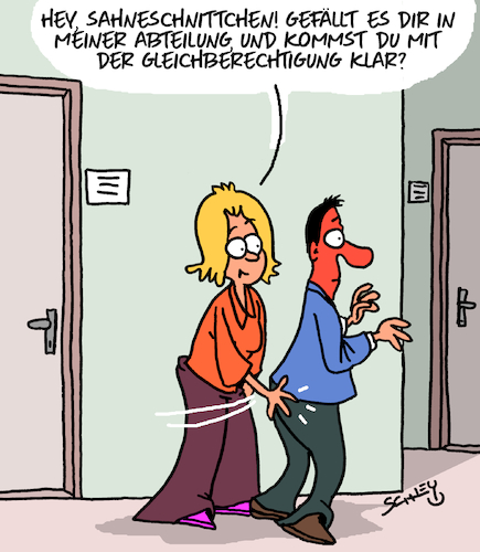 Cartoon: Gleichberechtigung (medium) by Karsten Schley tagged wirtschaft,arbeit,männer,frauen,gleichberechtigung,vorgesetzte,untergebene,arbeitgeber,arbeitnehmer,büro,politik,gesellschaft,wirtschaft,arbeit,männer,frauen,gleichberechtigung,vorgesetzte,untergebene,arbeitgeber,arbeitnehmer,büro,politik,gesellschaft