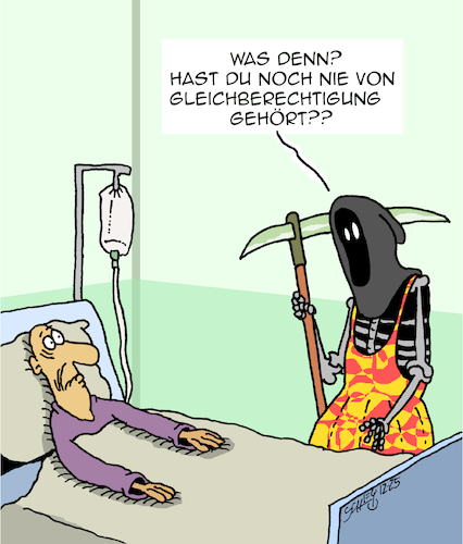 Cartoon: Gleichberechtigung (medium) by Karsten Schley tagged männer,frauen,gleichberechtigung,jobs,wirtschaft,paygap,lohngleichheit,diversität,politik,leben,tod,gesellschaft,männer,frauen,gleichberechtigung,jobs,wirtschaft,paygap,lohngleichheit,diversität,politik,leben,tod,gesellschaft