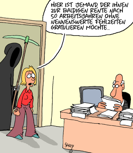 Cartoon: Glückwunsch!! (medium) by Karsten Schley tagged arbeitgeber,arbeitnehmer,sozialkassen,rente,arbeitszeit,pension,alter,gesundheit,wirtschaft,politik,gesellschaft,arbeitgeber,arbeitnehmer,sozialkassen,rente,arbeitszeit,pension,alter,gesundheit,wirtschaft,politik,gesellschaft