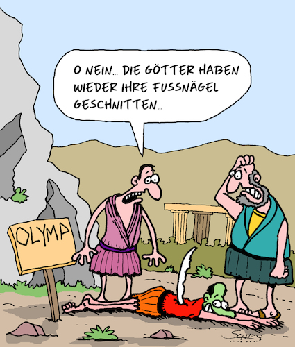 Cartoon: Göttliche Hygiene (medium) by Karsten Schley tagged olymp,geschichte,mythologie,griechenland,götter,hygiene,pediküre,glaube,aberglaube,kultur,literatur,film,historisches,gesellschaft,religion,olymp,geschichte,mythologie,griechenland,götter,hygiene,pediküre,glaube,aberglaube,kultur,literatur,film,historisches,gesellschaft,religion