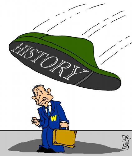 Cartoon: Goodbye George W. ! (medium) by Karsten Schley tagged usa,politics,george,bush