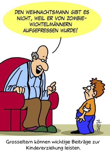 Cartoon: Grosseltern (medium) by Karsten Schley tagged eltern,kinder,grosseltern,erziehung,jugend,familie,eltern,kinder,grosseltern,erziehung,jugend,familie