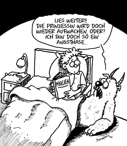 Cartoon: GRUSELIG!! (medium) by Karsten Schley tagged kinder,bücher,kinderbücher,märchen,monster,lesen,medien,literatur,angst,gesellschaft,kinder,bücher,kinderbücher,märchen,monster,lesen,medien,literatur,angst,gesellschaft