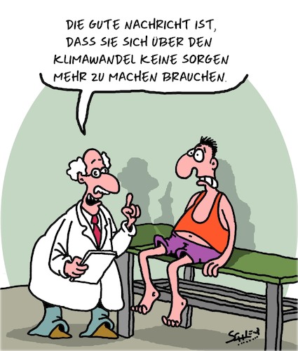 Cartoon: Gute Nachricht! (medium) by Karsten Schley tagged ärzte,patienten,umwelt,klimawandel,krankheiten,gesellschaft,gesundheit,medien,politik,ärzte,patienten,umwelt,klimawandel,krankheiten,gesellschaft,gesundheit,medien,politik