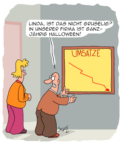 Cartoon: Halloween (medium) by Karsten Schley tagged wirtschaft,prognosen,wirtschaftskrise,abschwung,pleiten,insolvenzen,umsätze,arbeitgeber,arbeitnehmer,horror,halloween,wirtschaft,prognosen,wirtschaftskrise,abschwung,pleiten,insolvenzen,umsätze,arbeitgeber,arbeitnehmer,horror,halloween