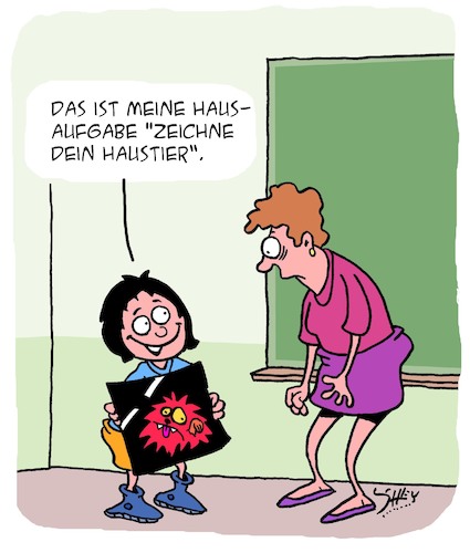 Cartoon: Hausaufgaben (medium) by Karsten Schley tagged schule,lehrer,kunst,bildung,kunstunterricht,schüler,tiere,haustiere,hausaufgaben,straßenverkehr,schule,lehrer,kunst,bildung,kunstunterricht,schüler,tiere,haustiere,hausaufgaben,straßenverkehr