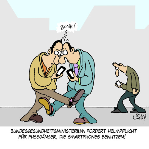 Cartoon: Helmpflicht (medium) by Karsten Schley tagged politik,politiker,gesundheit,smartphones,technik,politik,politiker,gesundheit,smartphones,technik