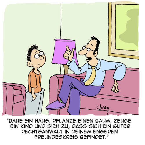 Cartoon: Höre auf den Papa! (medium) by Karsten Schley tagged väter,söhne,kinder,eltern,familie,zukunft,rechtsanwälte,freunde,freundschaft,väter,söhne,kinder,eltern,familie,zukunft,rechtsanwälte,freunde,freundschaft