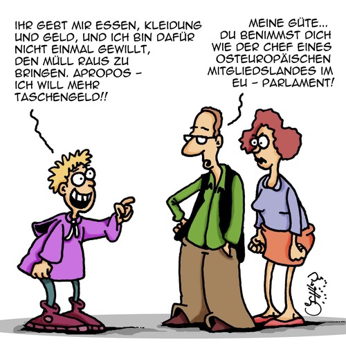 Cartoon: Ich will MEEEHR!!! (medium) by Karsten Schley tagged europa,eu,solidarität,nationalismus,visegard,egoismus,flüchtlinge,geld,humanität,gesellschaft,europa,eu,solidarität,nationalismus,visegard,egoismus,flüchtlinge,geld,humanität,gesellschaft