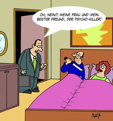 Cartoon: Im Bett (medium) by Karsten Schley tagged ehe,liebe,männer,frauen,beziehungen,betrug,kriminalität,ehe,liebe,männer,frauen,beziehungen,betrug,kriminalität