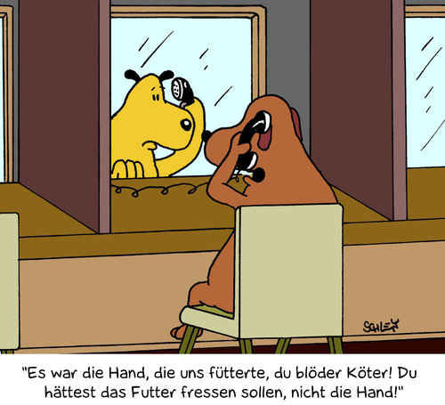 Cartoon: Im Knast (medium) by Karsten Schley tagged hunde,tiere,haustiere,ernährung,tiernahrung,natur,gerechtigkeit,recht,gefängnisse,hunde,haustiere,ernährung,tiernahrung,natur,gerechtigkeit