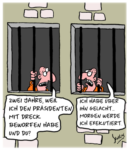 Cartoon: Im Knast (medium) by Karsten Schley tagged diktaturen,meinungsfreiheit,demokratie,politik,justiz,unterdrückung,gefängnisse,opposition,kritik,gesellschaft,diktaturen,meinungsfreiheit,demokratie,politik,justiz,unterdrückung,gefängnisse,opposition,kritik,gesellschaft