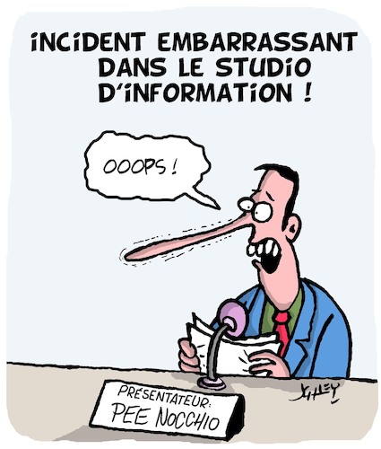 Cartoon: Incident Embarrassant (medium) by Karsten Schley tagged medias,actualites,fiabilite,verite,journalisme,politique,democratie,societe,medias,actualites,fiabilite,verite,journalisme,politique,democratie,societe