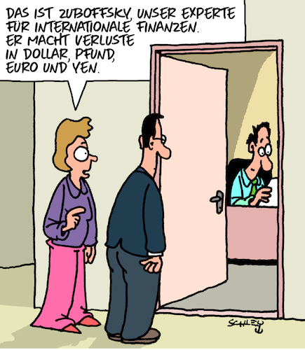 Cartoon: Internationaler Experte (medium) by Karsten Schley tagged finanzen,business,wirtschaft,experten,außenhandel,umsatz,gewinne,verluste,börse,finanzen,business,wirtschaft,experten,außenhandel,umsatz,gewinne,verluste,börse