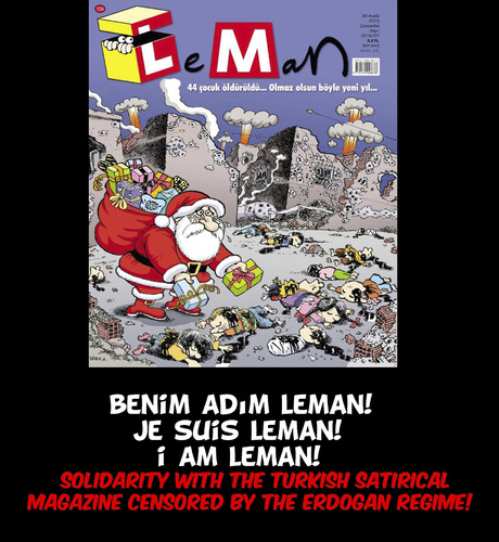 Cartoon: Je suis LEMAN!! (medium) by Karsten Schley tagged turkey,dictatorship,freedom,media,erdogan,leman,turkey,dictatorship,freedom,media,erdogan,leman