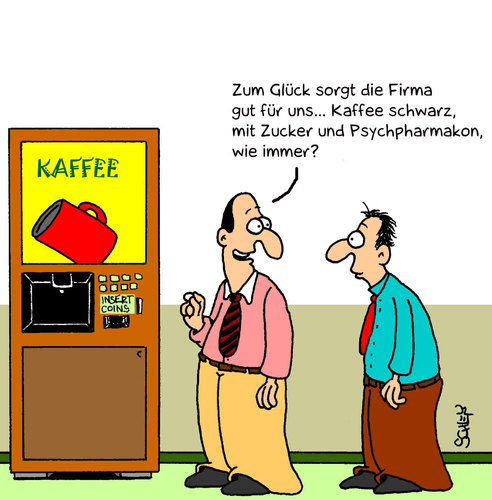 Cartoon: Kaffee (medium) by Karsten Schley tagged gesellschaft,gesundheit,arbeit,arbeitnehmer,arbeitgeber,wirtschaft,gesellschaft,gesundheit,arbeit,arbeitnehmer,arbeitgeber,wirtschaft,job,beruf,firma,büro,unternehmen,angestellte,mitarbeiter,kaffee