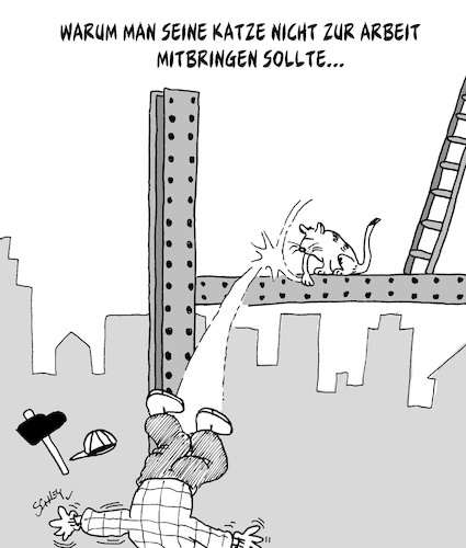 Cartoon: Katze am Arbeitsplatz (medium) by Karsten Schley tagged katzen,verhalten,mentalität,haustiere,arbeit,arbeitsplätze,arbeitssicherheit,arbeitsunfälle,gesellschaft,katzen,verhalten,mentalität,haustiere,arbeit,arbeitsplätze,arbeitssicherheit,arbeitsunfälle,gesellschaft