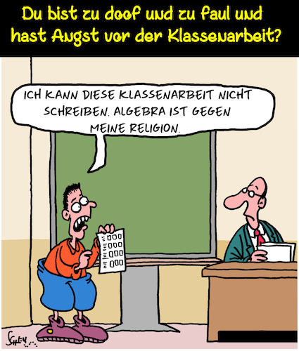 Cartoon: Keine Angst! (medium) by Karsten Schley tagged schule,bildung,schüler,lehrer,faulheit,klassenarbeiten,bildungspolitik,religion,schule,bildung,schüler,lehrer,faulheit,klassenarbeiten,bildungspolitik,religion