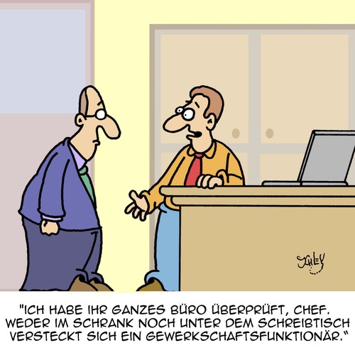 Cartoon: Keiner da! (medium) by Karsten Schley tagged arbeit,arbeitgeber,arbeitnehmer,wirtschaft,business,gewerkschaften,gewerkschaftsfunktionäre,kapitalismus,gesellschaft,büro,arbeit,arbeitgeber,arbeitnehmer,wirtschaft,business,gewerkschaften,gewerkschaftsfunktionäre,kapitalismus,gesellschaft,büro