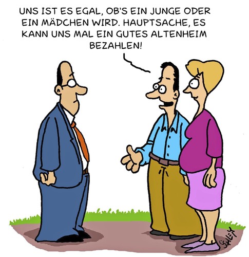 Cartoon: Kind (medium) by Karsten Schley tagged pflege,altenpflege,rentner,seniorenwohnheim,senioren,rente,kinder,eltern,schwangerschaft,schwangerschaft,eltern,kinder,rente,senioren,seniorenwohnheim,altenpflege,pflege