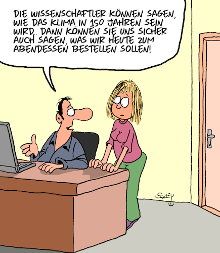 Cartoon: Klima und Abendessen (medium) by Karsten Schley tagged wissenschaft,medien,klima,zukunft,ernährung,lieferdienste,prognosen,politik,gesellschaft,wissenschaft,medien,klima,zukunft,ernährung,lieferdienste,prognosen,politik,gesellschaft