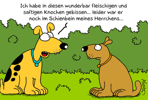 Cartoon: Knochen (medium) by Karsten Schley tagged tiere,essen,gesellschaft,ernährung,hunde,natur,tiere,essen,gesellschaft,ernährung,hunde,natur