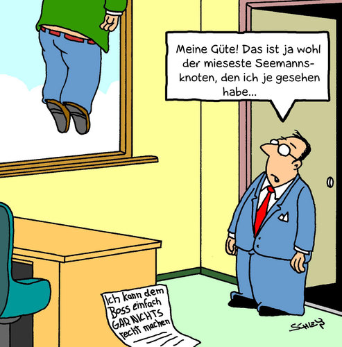 Cartoon: Knoten (medium) by Karsten Schley tagged gesellschaft,arbeit,arbeitnehmer,arbeitgeber,wirtschaft,geld,gesellschaft,arbeit,arbeitnehmer,arbeitgeber,wirtschaft,geld,seemannsknoten,knoten,selbstmord,job,karriere,beruf,angestellter,angestellte,stress,tod,sterben,suizid