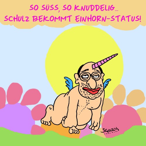 Cartoon: Knuddelig (medium) by Karsten Schley tagged wahlen,politik,deutschland,europa,schulz,spd,umfragen,heiligsprechung,wahlen,politik,deutschland,europa,schulz,spd,umfragen,heiligsprechung