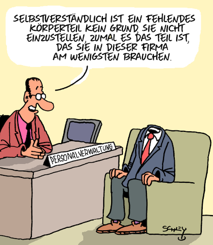 Cartoon: Körperteil (medium) by Karsten Schley tagged personalmanagement,arbeitgeber,arbeitnehmer,behinderungen,inklusion,jobs,business,wirtschaft,gesellschaft,personalmanagement,arbeitgeber,arbeitnehmer,behinderungen,inklusion,jobs,business,wirtschaft,gesellschaft