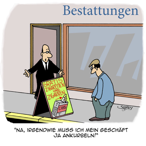 Cartoon: Konjunkturprogramm (medium) by Karsten Schley tagged wirtschaft,business,marketing,konjunktur,leben,tod,unternehmer,arbeit,jobs,besttungsunternehmen,rauchen,zigaretten,zigarren,gesellschaft,wirtschaft,business,marketing,konjunktur,leben,tod,unternehmer,arbeit,jobs,besttungsunternehmen,rauchen,zigaretten,zigarren,gesellschaft