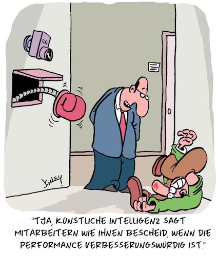 Cartoon: Künstliche Intelligenz (medium) by Karsten Schley tagged ki,büro,business,wirtschaft,technik,performance,arbeit,arbeitgeber,arbeitnehmer,leistung,karriere,stress,druck,gesellschaft,ki,büro,business,wirtschaft,technik,performance,arbeit,arbeitgeber,arbeitnehmer,leistung,karriere,stress,druck,gesellschaft