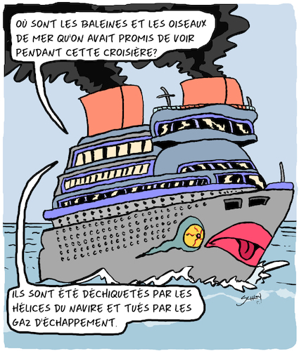 Cartoon: La Crosiere (medium) by Karsten Schley tagged environnement,tourisme,business,pollution,animaux,oceans,environnement,tourisme,business,pollution,animaux,oceans