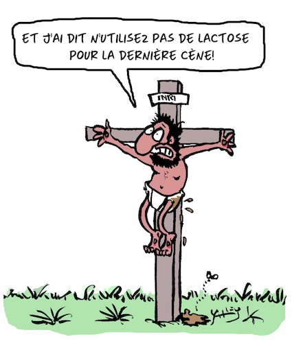 Cartoon: La Derniere Cene (medium) by Karsten Schley tagged religion,allergies,sante,christianisme,digestion,alimentation,lactose,cene,jesus,religion,allergies,sante,christianisme,digestion,alimentation,lactose,cene,jesus