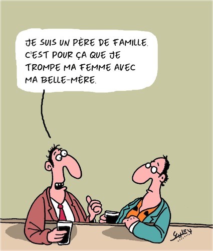 Cartoon: La Famille (medium) by Karsten Schley tagged mariage,amour,hommes,femmes,sexe,tromperie,liens,mariage,amour,hommes,femmes,sexe,tromperie,liens