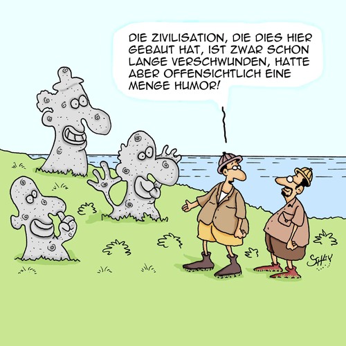 Cartoon: Lange her... (medium) by Karsten Schley tagged geschichte,archäologie,kultur,zivilisation,kunst,anthropologie,humor,handwerk,wissenschaft,forschung,geschichte,archäologie,kultur,zivilisation,kunst,anthropologie,humor,handwerk,wissenschaft,forschung