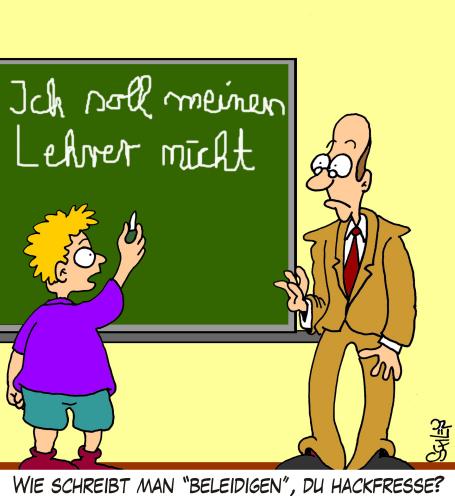 Cartoon: Lehrer und Schüler (medium) by Karsten Schley tagged kinder,jugendliche,bildung,lehrer,schüler,schule,erziehung