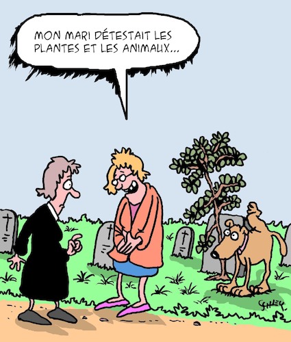 Cartoon: Les Plantes et les Animaux (medium) by Karsten Schley tagged famille,relations,mariage,femmes,hommes,veuves,plantes,animaux,cemetieres,mort,les,famille,relations,mariage,femmes,hommes,veuves,plantes,animaux,cemetieres,mort