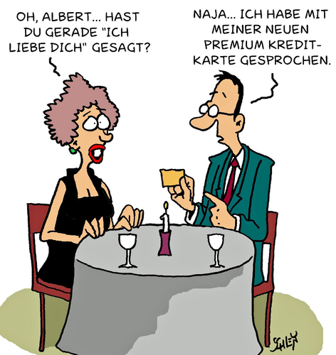 Cartoon: Liebe (medium) by Karsten Schley tagged liebe,männer,frauen,beziehungen,heiraten,kredit,kreditkarten,geld,wirtschaft,business,liebe,frauen,beziehungen,kreditkarten,geld