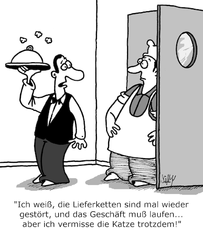 Cartoon: Lieferketten (medium) by Karsten Schley tagged lieferketten,wirtschaft,business,ernährung,restaurants,jobs,politik,gesellschaft,lieferketten,wirtschaft,business,ernährung,restaurants,jobs,politik,gesellschaft