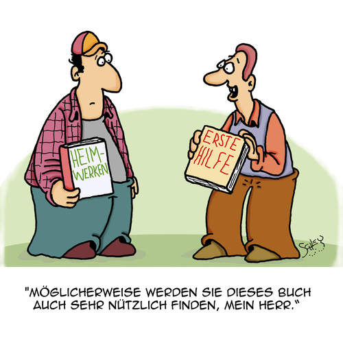 Cartoon: Mach es selbst! (medium) by Karsten Schley tagged handwerk,heimwerker,gesundheit,bücher,literatur,buchhandel,verkauf,marketing,verkäufer,handwerk,heimwerker,gesundheit,bücher,literatur,buchhandel,verkauf,marketing,verkäufer