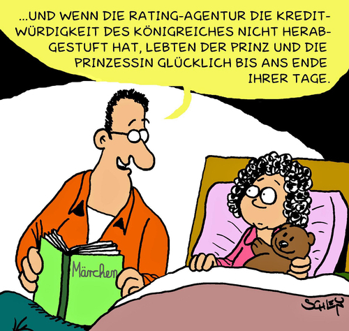 Cartoon: Märchen (medium) by Karsten Schley tagged kredite,kreditwürdigkeit,euro,eurokrise,währungsunion,griechenland,ratingagenturen,europa,business,wirtschaft,wirtschaftspolitik,rettungsschirm,kredite,kreditwürdigkeit,euro,eurokrise,währungsunion,griechenland,ratingagenturen,business,europa,rettungsschirm,wirtschaftspolitik