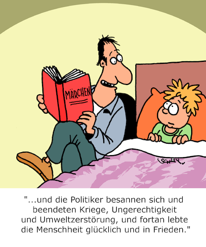 Cartoon: Märchenstunde (medium) by Karsten Schley tagged politik,krieg,gerechtigkeit,umwelt,klima,menschheit,märchen,eltern,kinder,literatur,fiction,gesellschaft,politik,krieg,gerechtigkeit,umwelt,klima,menschheit,märchen,eltern,kinder,literatur,fiction,gesellschaft