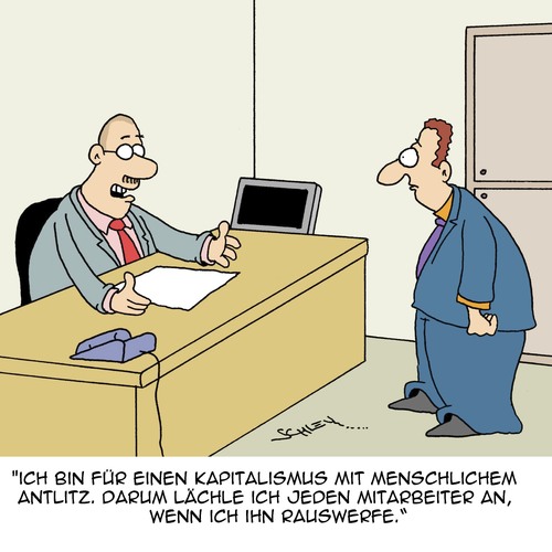 Cartoon: Menschlichkeit zählt! (medium) by Karsten Schley tagged wirtschaft,business,arbeit,arbeitgeber,arbeitnehmer,humanität,menschlichkeit,jobs,wirtschaft,business,arbeit,arbeitgeber,arbeitnehmer,humanität,menschlichkeit,jobs