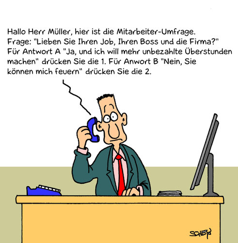 Cartoon: Mitarbeiterbefragung (medium) by Karsten Schley tagged gesellschaft,wirtschaft,arbeitgeber,arbeitnehmer,gesellschaft,wirtschaft,arbeitgeber,arbeitnehmer,job,arbeit,beruf,angestellter,mitarbeiter,firma,unternehmen,umfrage,mitarbeiterbefragung,zufriedenheit