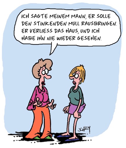 Cartoon: Müll (medium) by Karsten Schley tagged ehe,liebe,beziehungen,männer,frauen,missverständnisse,haushalt,ehe,liebe,beziehungen,männer,frauen,missverständnisse,haushalt