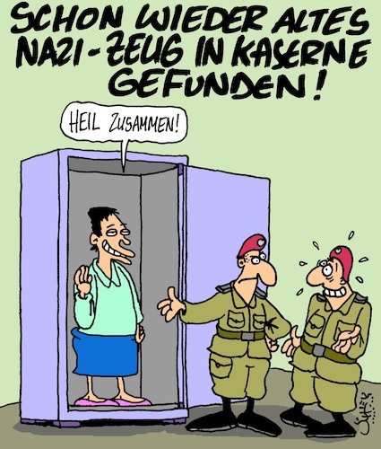 Cartoon: Nazi-Zeug (medium) by Karsten Schley tagged bundeswehr,afd,nationalsozialismus,souvenirs,geschichte,politik,deutschland,gesellschaft,bundeswehr,afd,nationalsozialismus,souvenirs,geschichte,politik,deutschland,gesellschaft