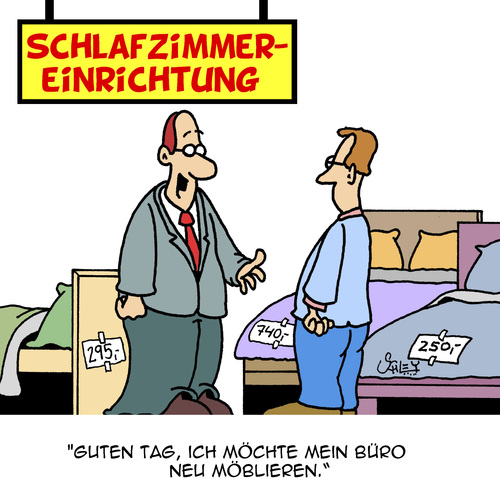 Cartoon: Neue Möbel (medium) by Karsten Schley tagged arbeit,wirtschaft,business,büro,arbeitgeber,arbeitnehmer,möbel,verkaufen,verkäufer,schlaf,büroschlaf,industrie,arbeit,wirtschaft,business,büro,arbeitgeber,arbeitnehmer,möbel,verkaufen,verkäufer,schlaf,büroschlaf,industrie