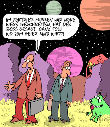 Cartoon: Neue Wege (medium) by Karsten Schley tagged vertrieb,wirtschaft,außendienst,business,umsätze,strategie,handel,dienstleistungen,vertrieb,wirtschaft,außendienst,business,umsätze,strategie,handel,dienstleistungen